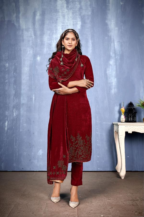 Bipson Zhalak 6001 To 6004 Velvet Wear Dress Material Collection